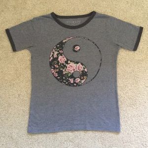 Floral Yin Yang Ringer Tee